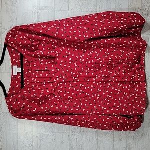 Liz Claiborne Heart Blouse Red Black White Size 0X